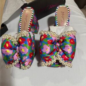 Betsey Johnson Blue Multi Bow Sandals
